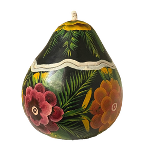 Hand-Painted Floral Gourd Art Trinket Box